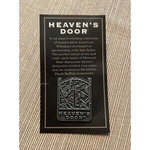 Heaven's Door Whiskey Pinback Pin Bob Dylan Bourbon Black Buffalo HTF Bar